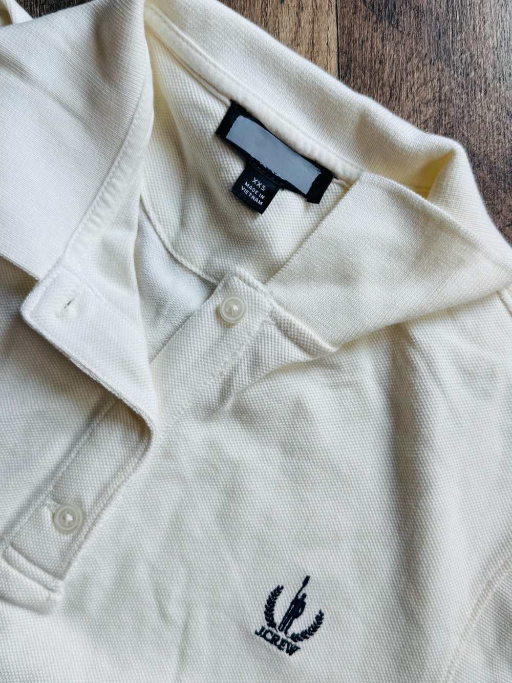 NWOT J.Crew Classic Pique Polo Shirt Ivory Cream Short Sleeve XXS Preppy - Picture 3 of 5
